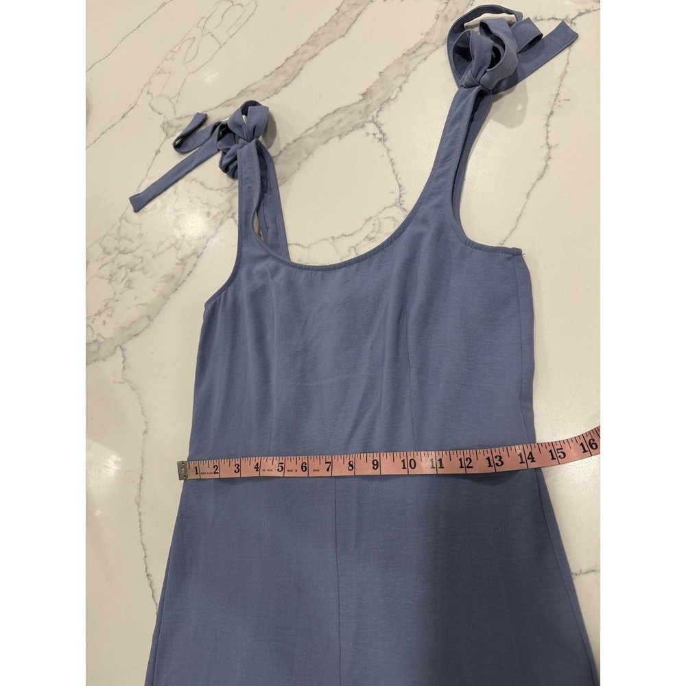 ASOS DESIGN Jumpsuit Womens XS Blue Tie Strap Square Neck Wide Leg Casual - Picture 7 of 10